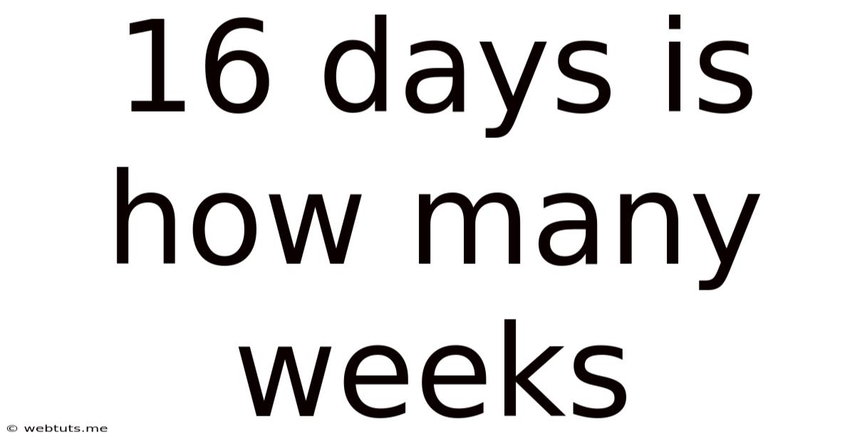16 Days Is How Many Weeks
