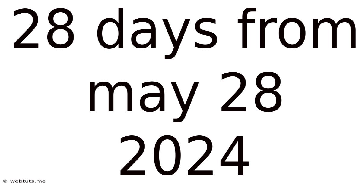 28 Days From May 28 2024