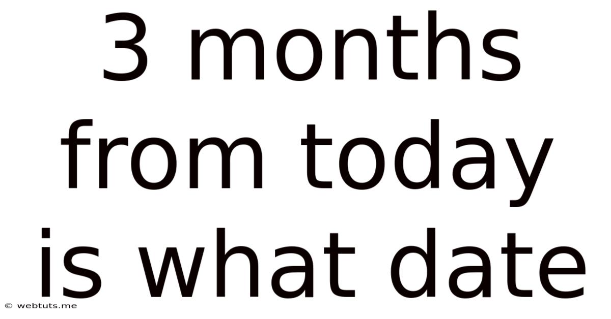 3 Months From Today Is What Date