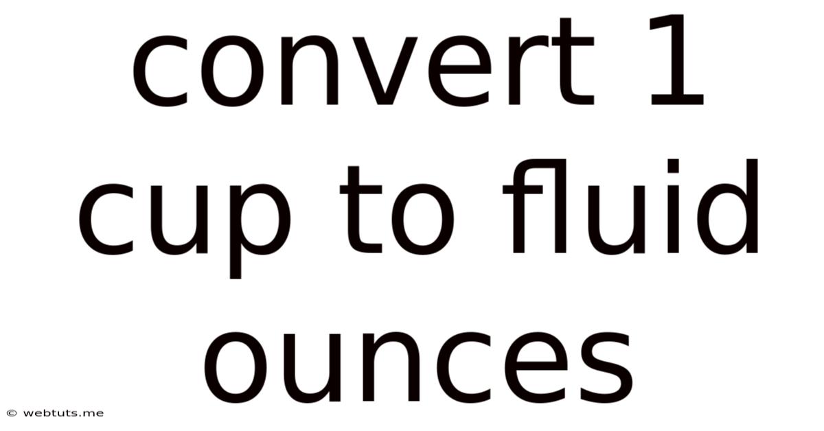 Convert 1 Cup To Fluid Ounces