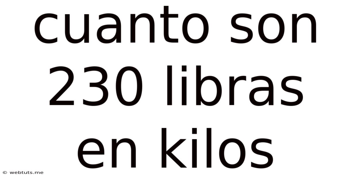 Cuanto Son 230 Libras En Kilos