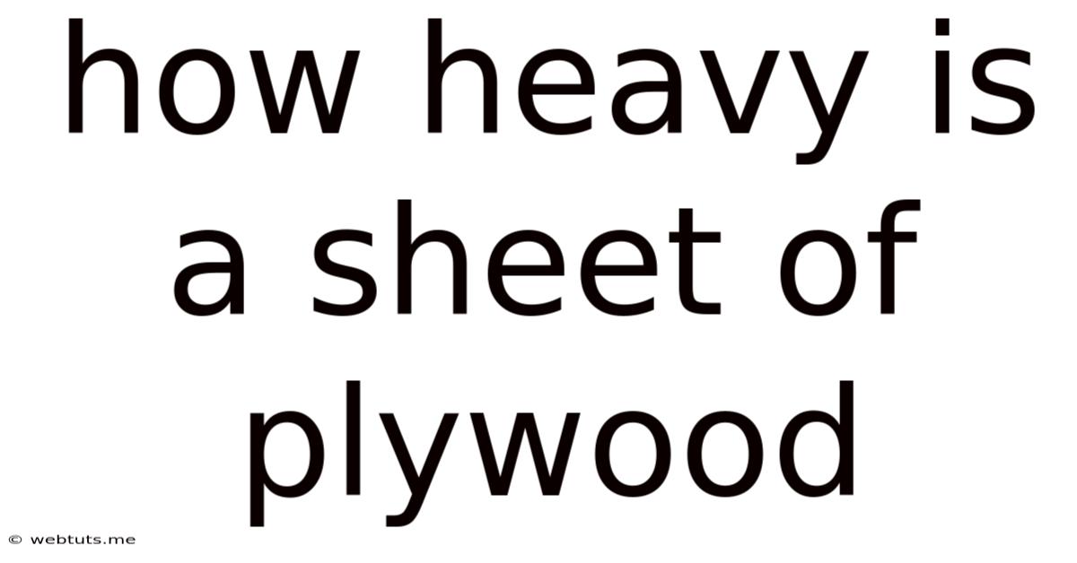 How Heavy Is A Sheet Of Plywood