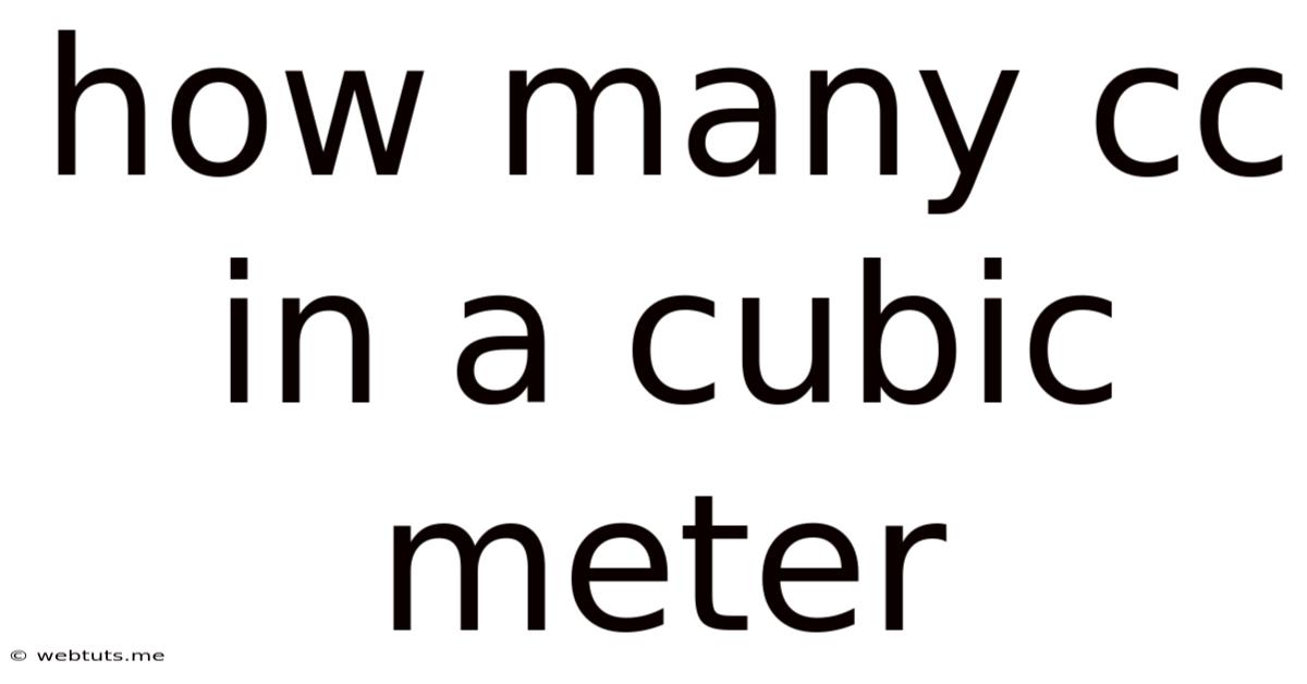 How Many Cc In A Cubic Meter
