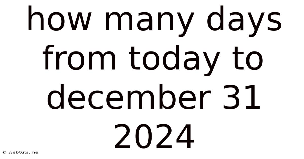 How Many Days From Today To December 31 2024