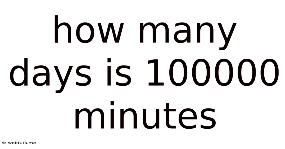 How Many Days Is 100000 Minutes