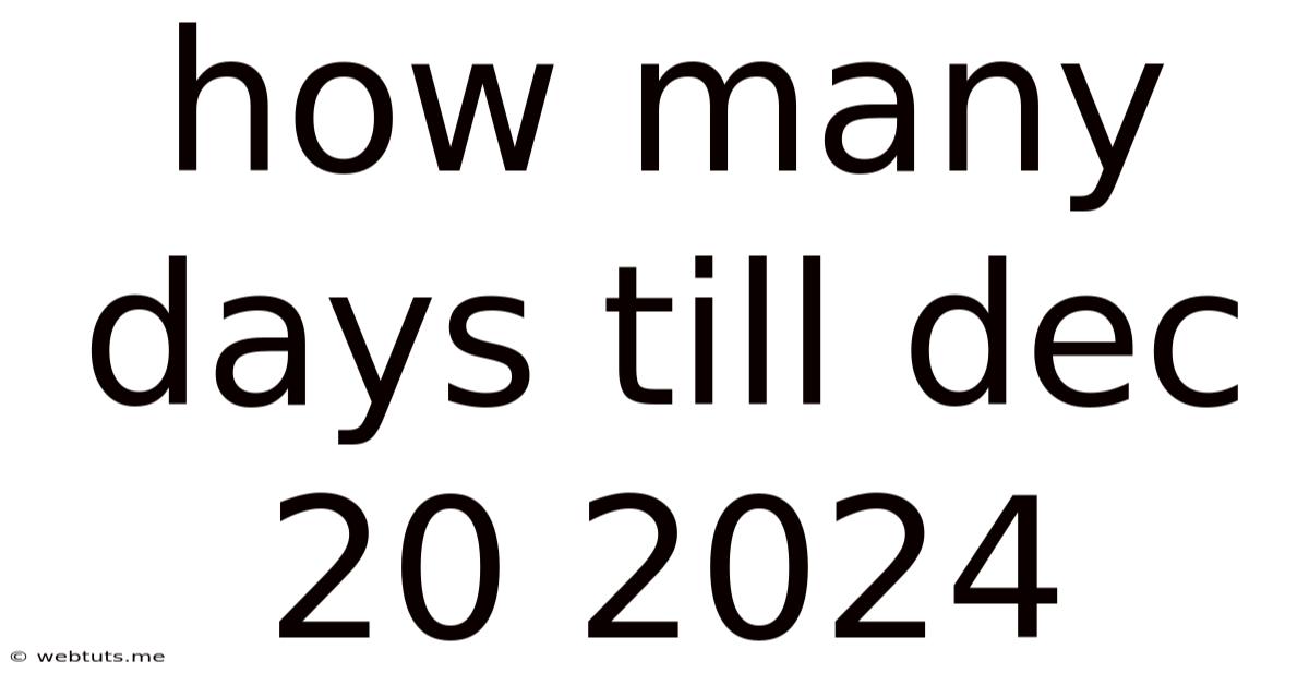 How Many Days Till Dec 20 2024