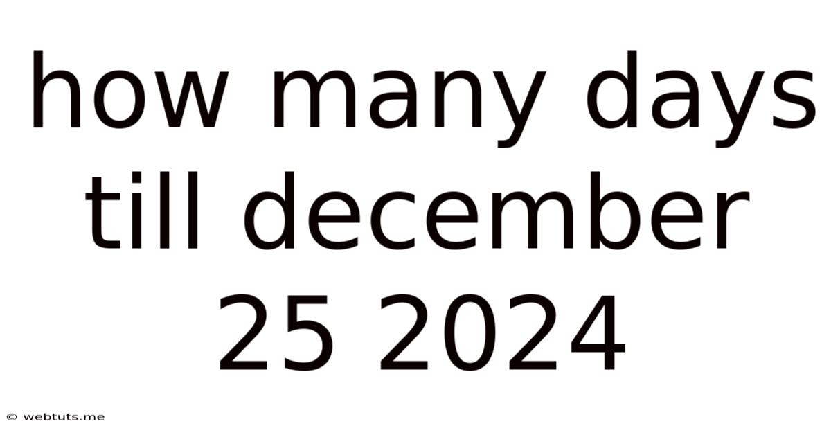 How Many Days Till December 25 2024