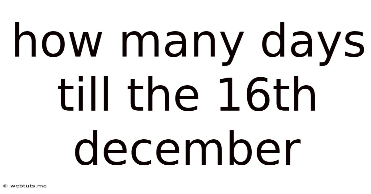 How Many Days Till The 16th December