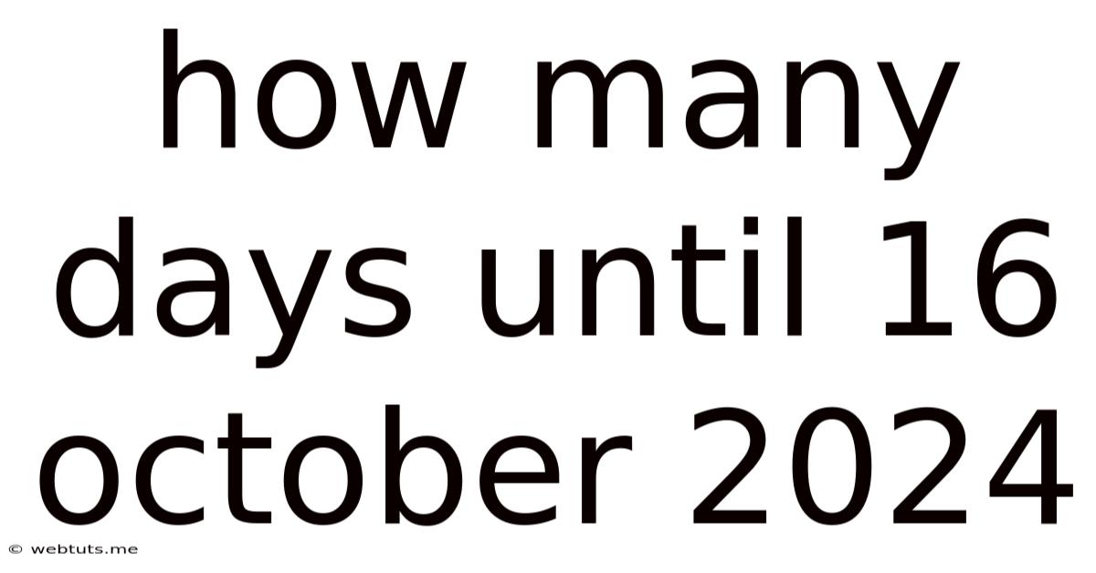 How Many Days Until 16 October 2024