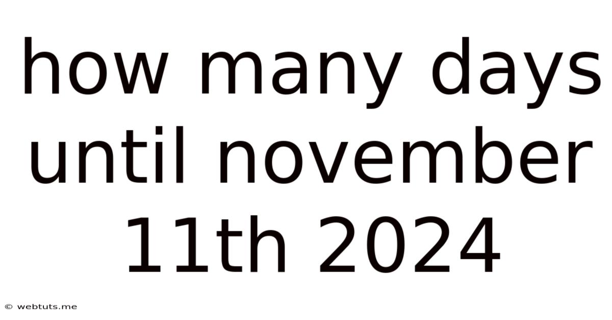 How Many Days Until November 11th 2024