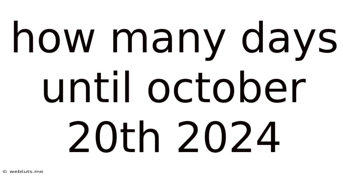 How Many Days Until October 20th 2024