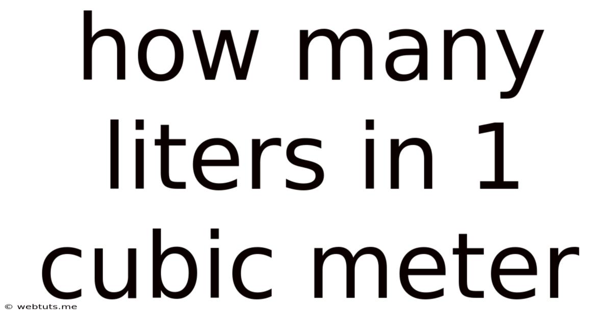 How Many Liters In 1 Cubic Meter