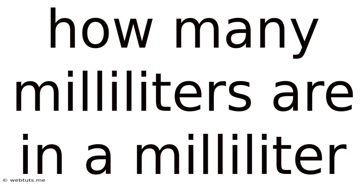 How Many Milliliters Are In A Milliliter