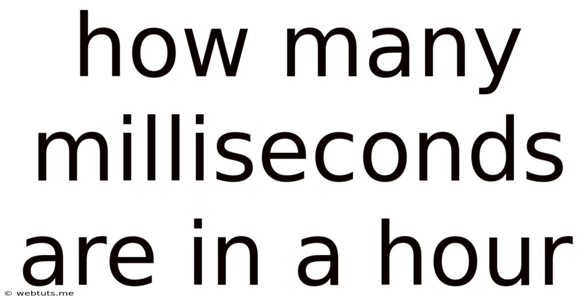 How Many Milliseconds Are In A Hour