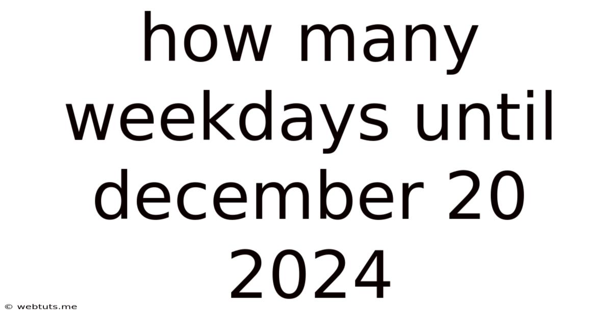 How Many Weekdays Until December 20 2024