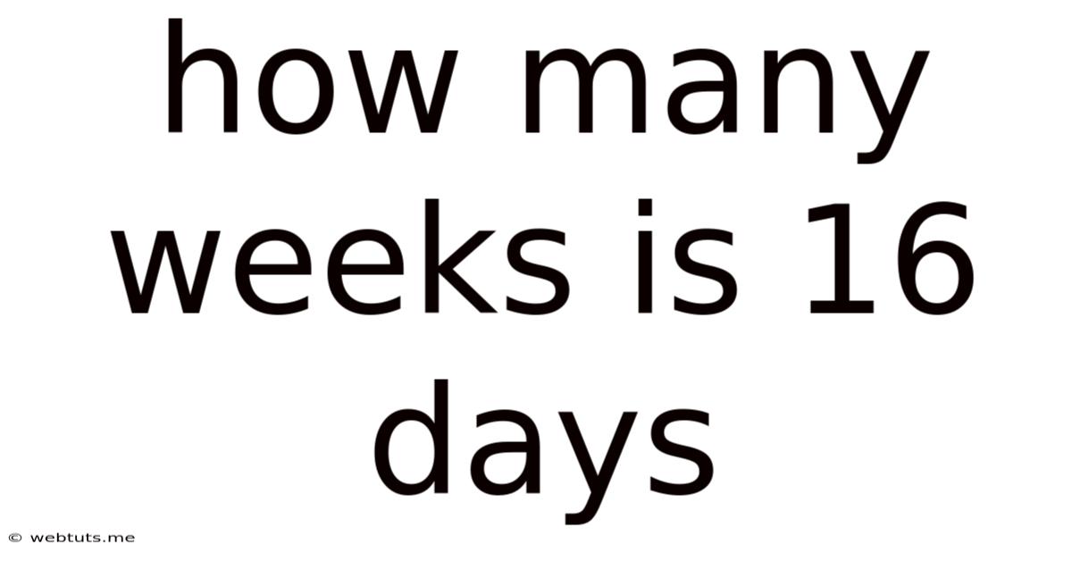 How Many Weeks Is 16 Days