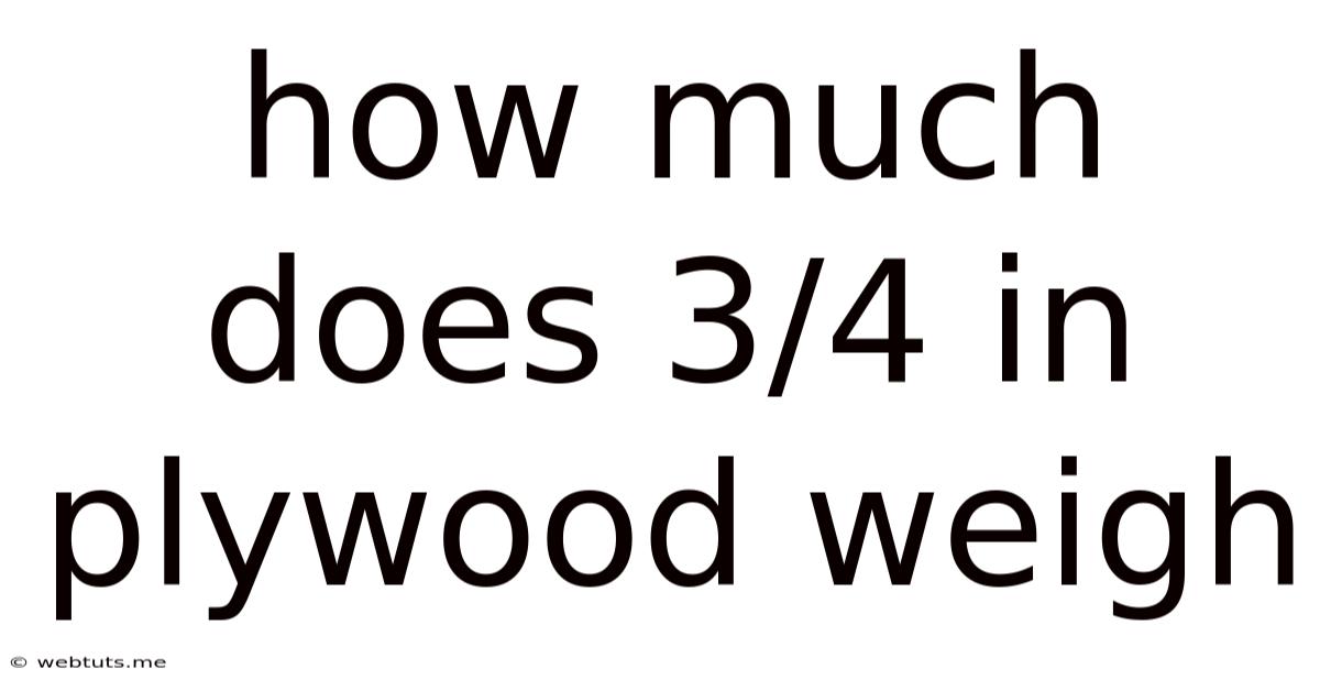 How Much Does 3/4 In Plywood Weigh