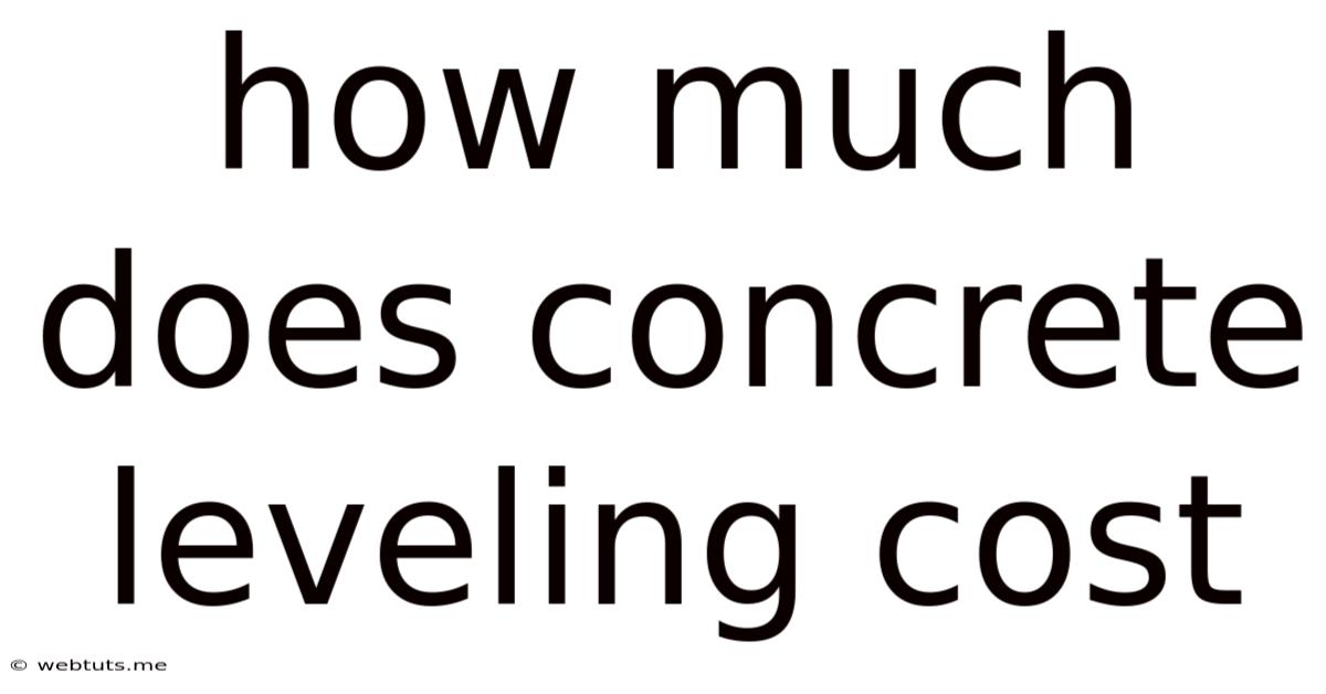 How Much Does Concrete Leveling Cost