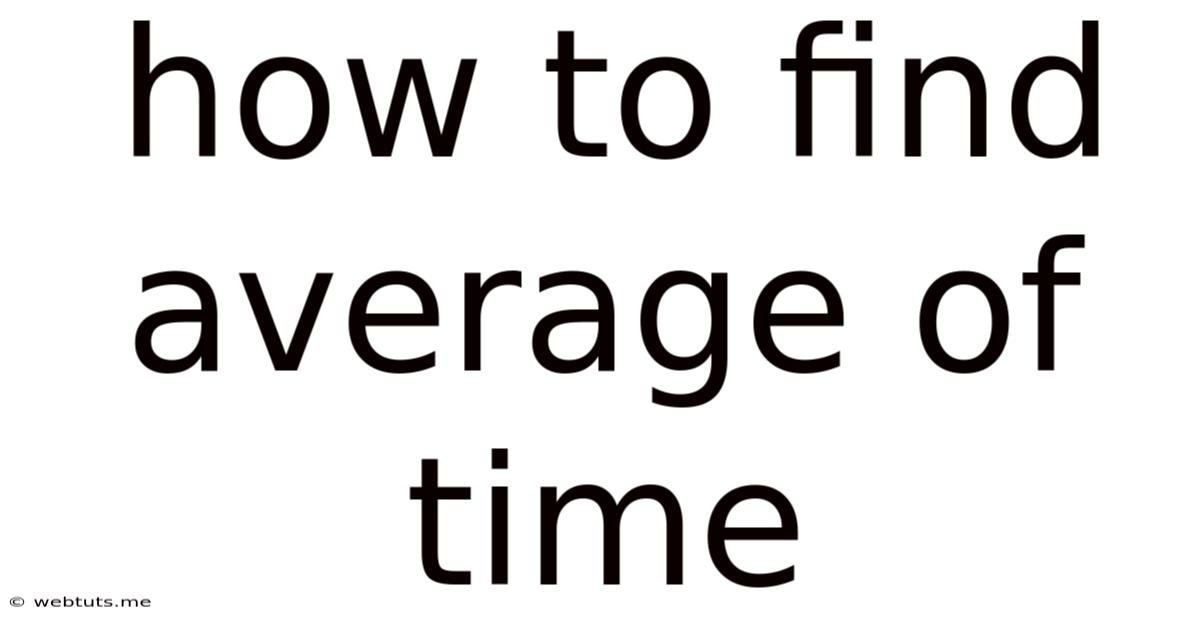 How To Find Average Of Time