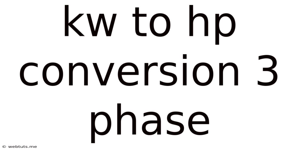 Kw To Hp Conversion 3 Phase