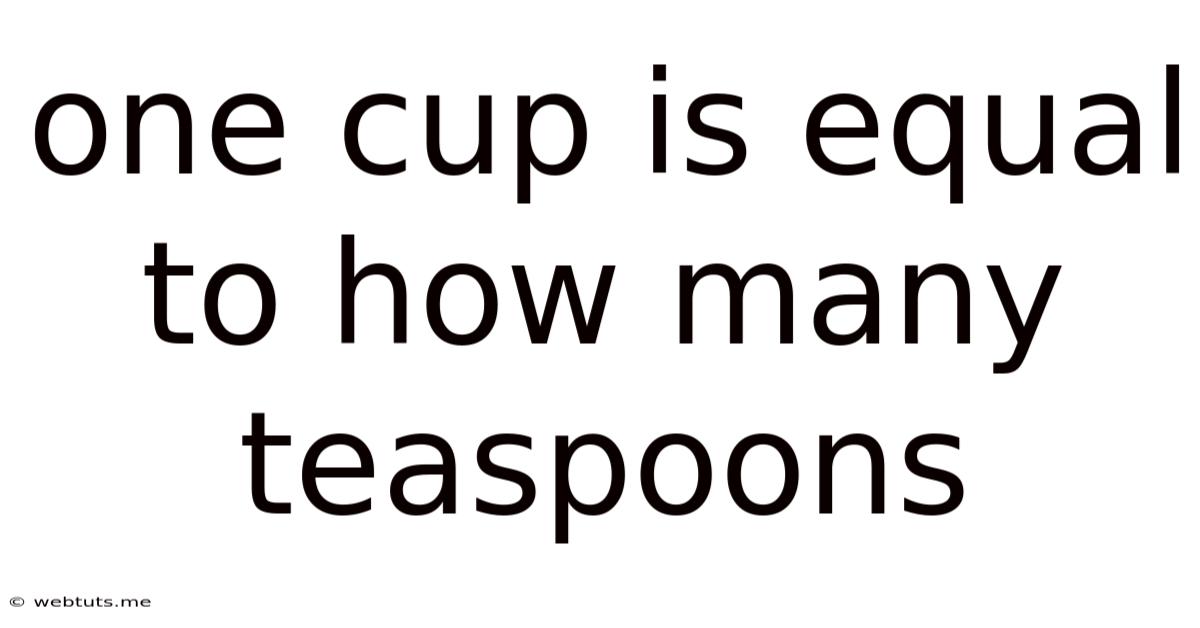 One Cup Is Equal To How Many Teaspoons
