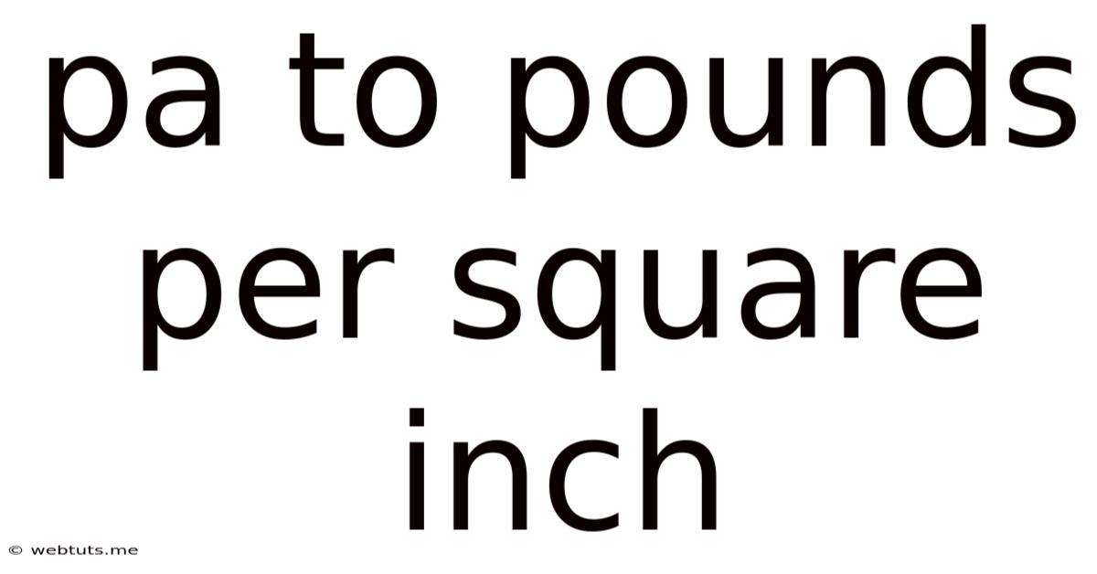 Pa To Pounds Per Square Inch