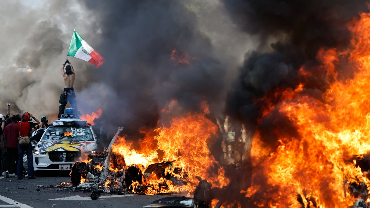 Waymo Self-Driving Cars Burned In LA Protests