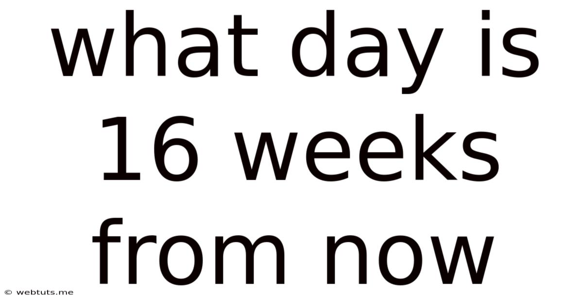 What Day Is 16 Weeks From Now